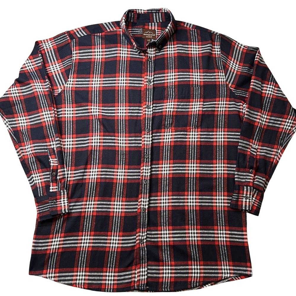 Mountain Ridge Top Men's 2XLT Red Plaid Long Sleeve Flannel Outdoor Grandpacore